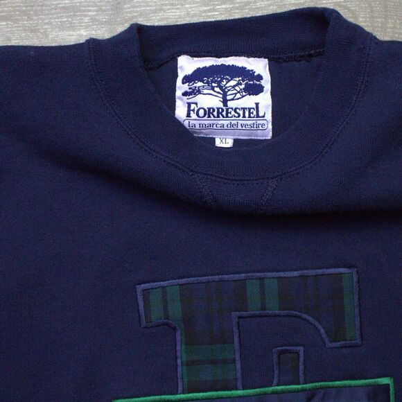 Vintage 90s Forrestel Embroidered Crewneck Sweatshirt XL Blue Casual VTG Fall - Picture 3 of 4
